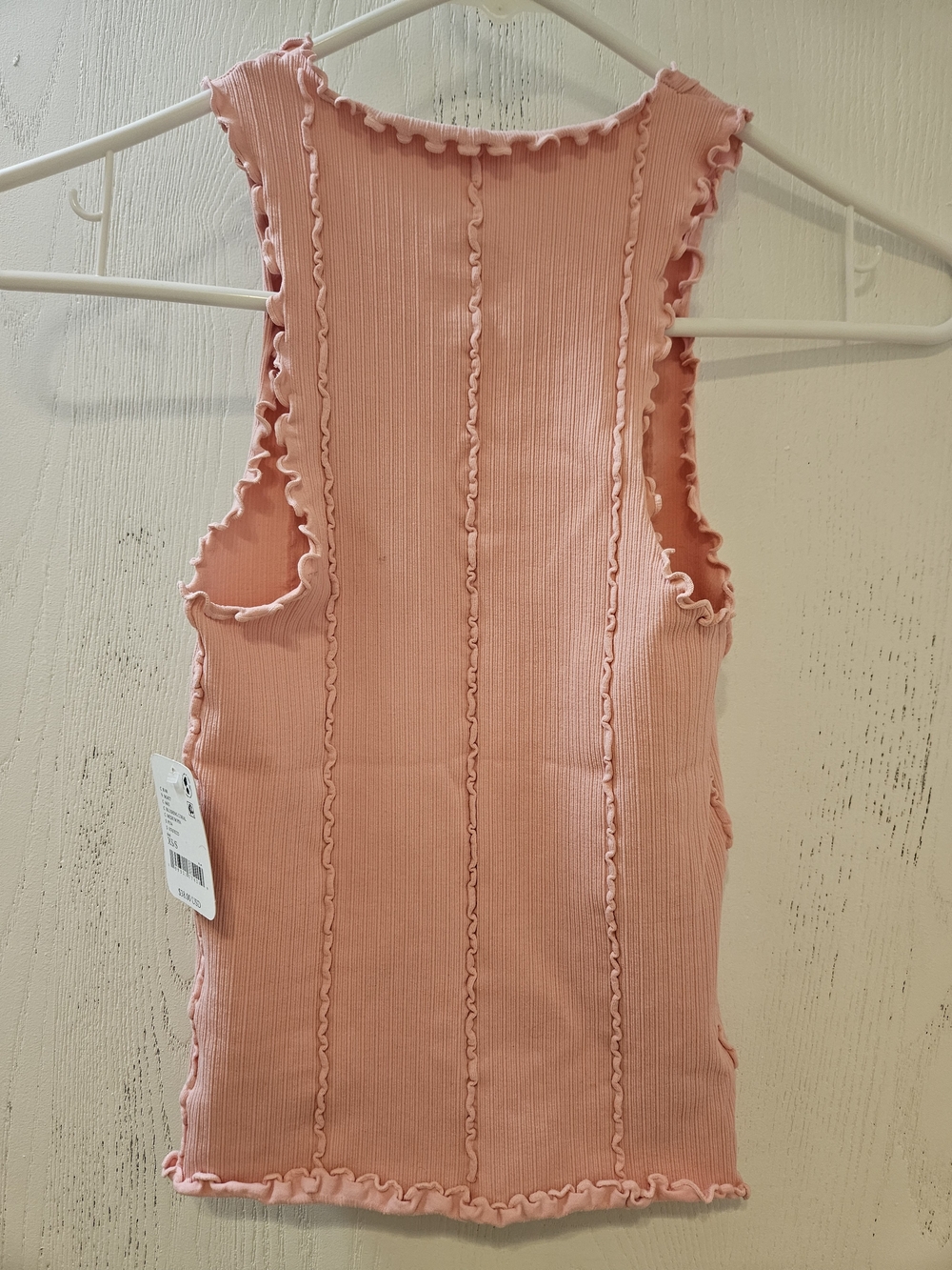 Free People Intimately Ribbed Ruffle Lettuce Tank Top - Pink - Picture 2 of 4